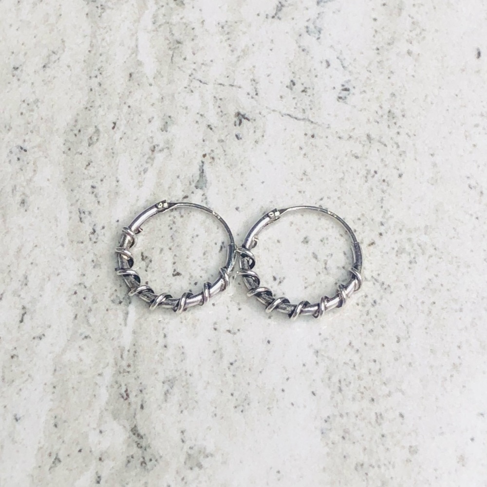 925 Sterling Silver Bali Hoops 16mm